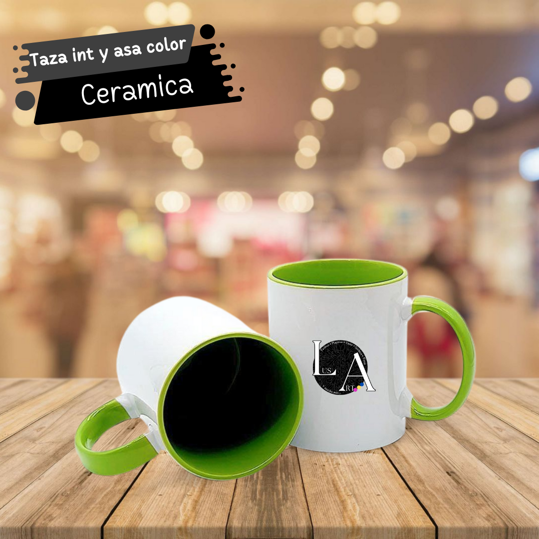 Taza blanca de 11 Oz con Asa e Interior de Color