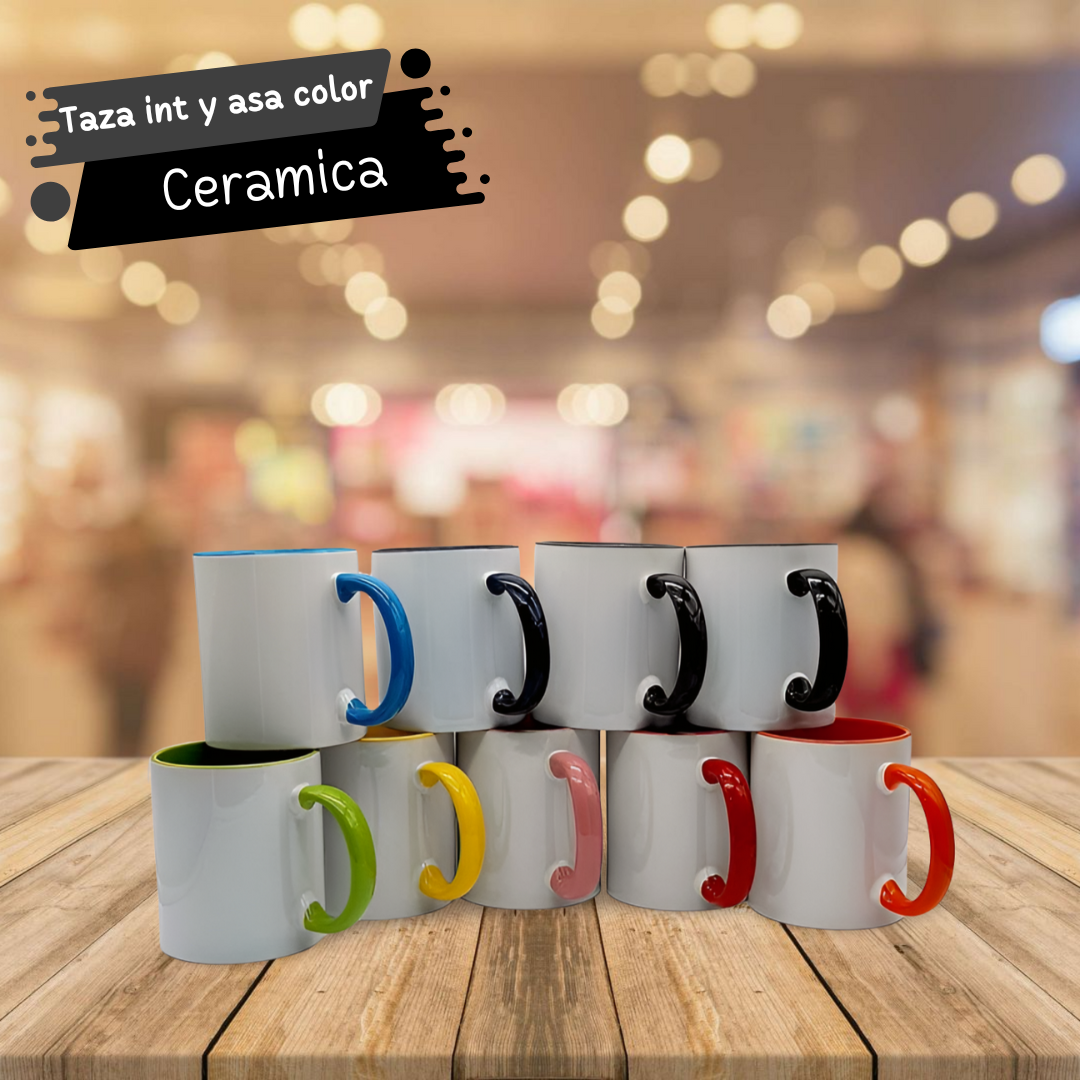 Taza blanca de 11 Oz con Asa e Interior de Color