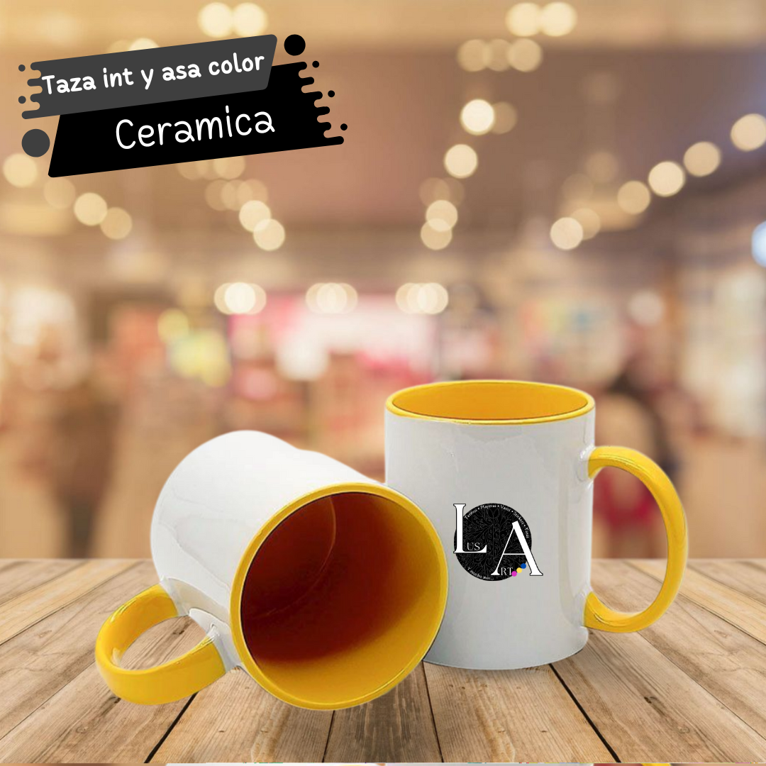 Taza blanca de 11 Oz con Asa e Interior de Color