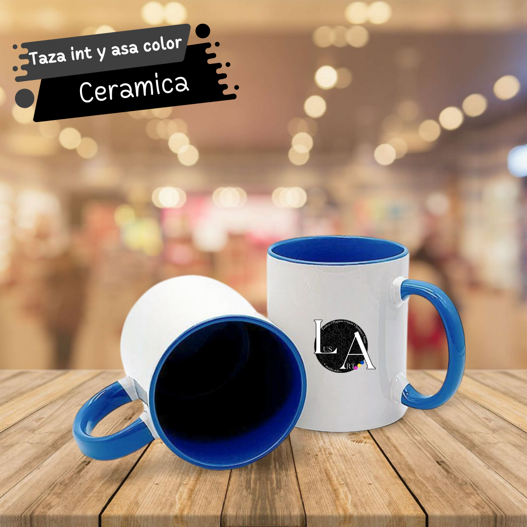 Taza blanca de 11 Oz con Asa e Interior de Color