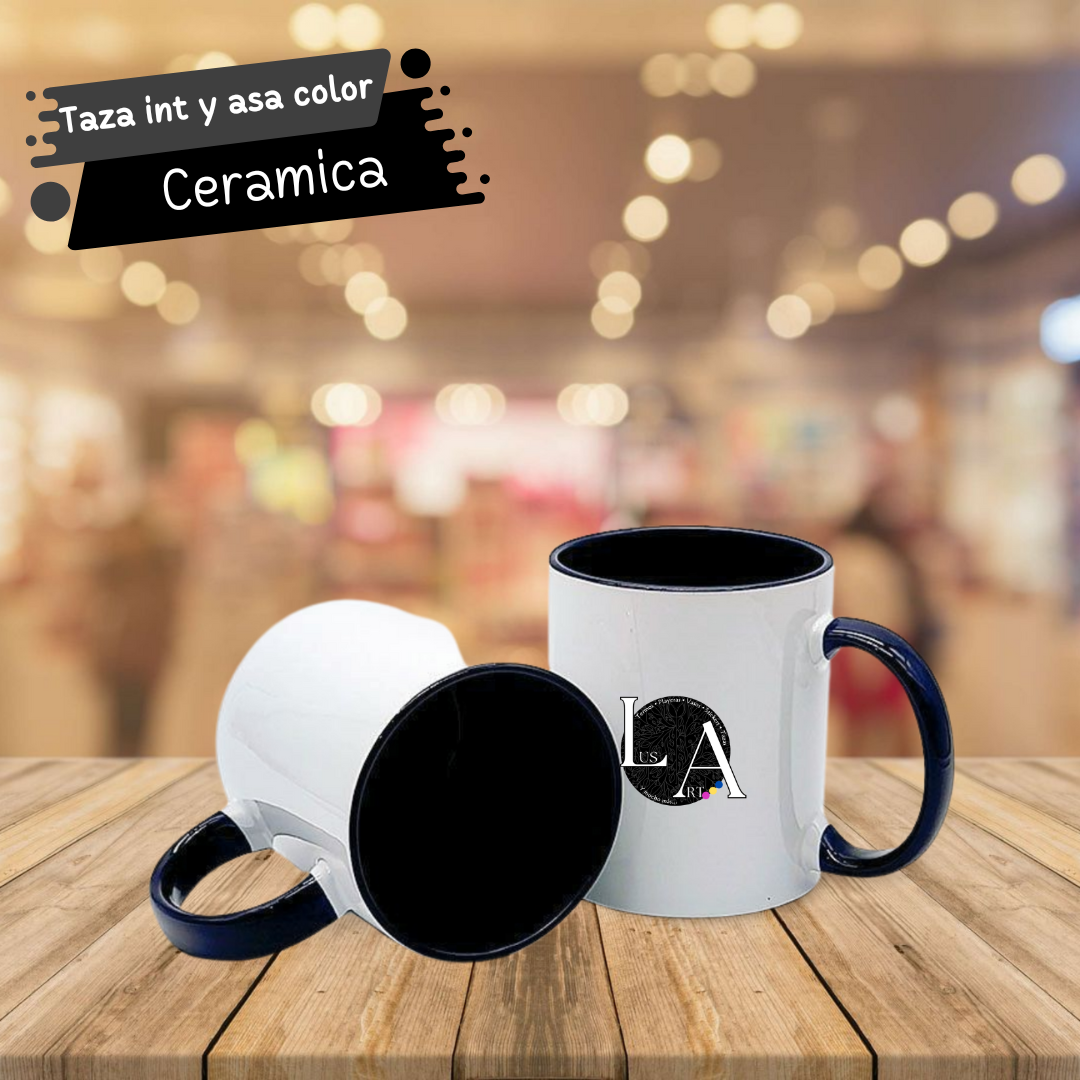 Taza blanca de 11 Oz con Asa e Interior de Color