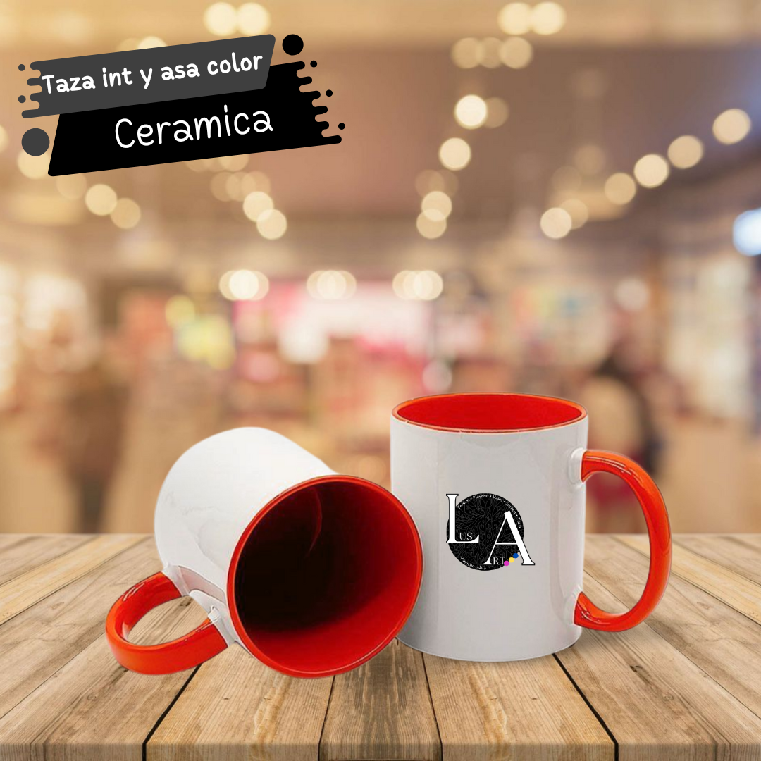 Taza blanca de 11 Oz con Asa e Interior de Color