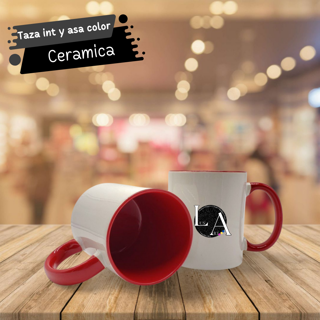 Taza blanca de 11 Oz con Asa e Interior de Color