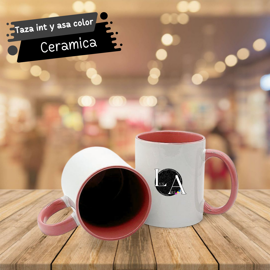 Taza blanca de 11 Oz con Asa e Interior de Color